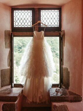 Vintage Ruffle Strapless Wedding Gown